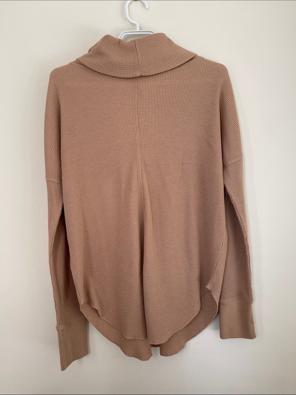 Aritzia Soft Taupe Waffle Turtleneck Sweater